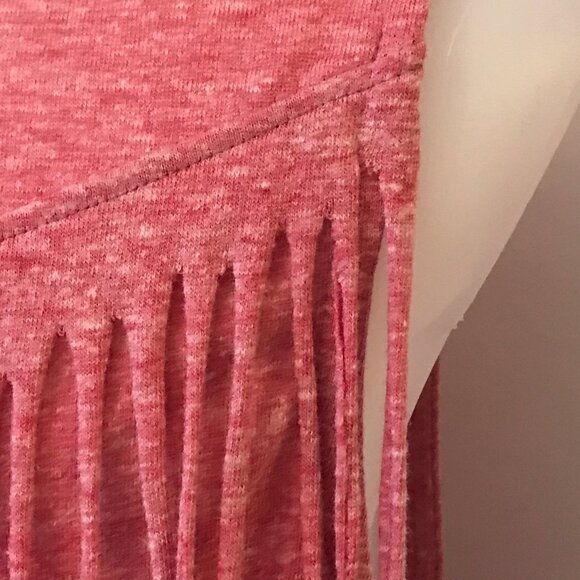 The Clas-sic Skull Tee Tank Top Beaded Pink Heathered Shirt with Fringe Sz Large - Picture 10 of 16